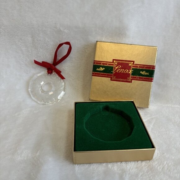 Lenox Crystal Christmas Wreath Ornament In Original Box‎ - Picture 1 of 10